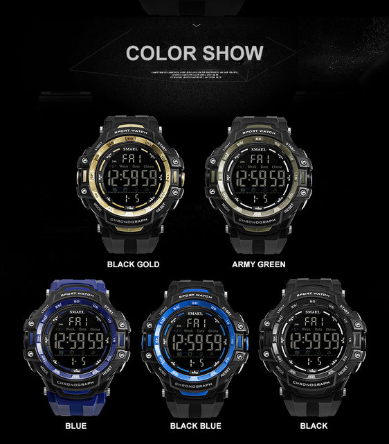 Męskie zegarki cyfrowe LED SMAEL Shock Montre - wojskowy styl luksusowe, światło LED, wodoodporne, na rękę sport - Wianko - 6