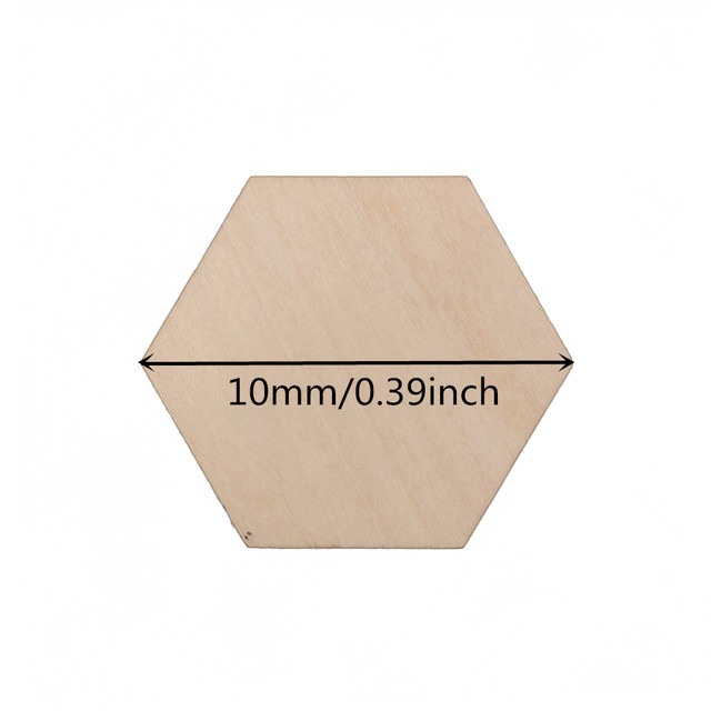 Drewniane plastry ozdoby sześciokątne, 100 sztuk, 10 mm / 0.39 cala - idealne do DIY i dekoracji domowych - Wianko - 5