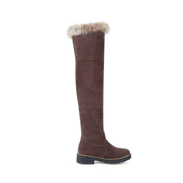 Damskie długie buty zimowe na śnieg QPLYXCO, duże rozmiary 34-44, zaokrąglony czubek, słodki design - Wianko - 42