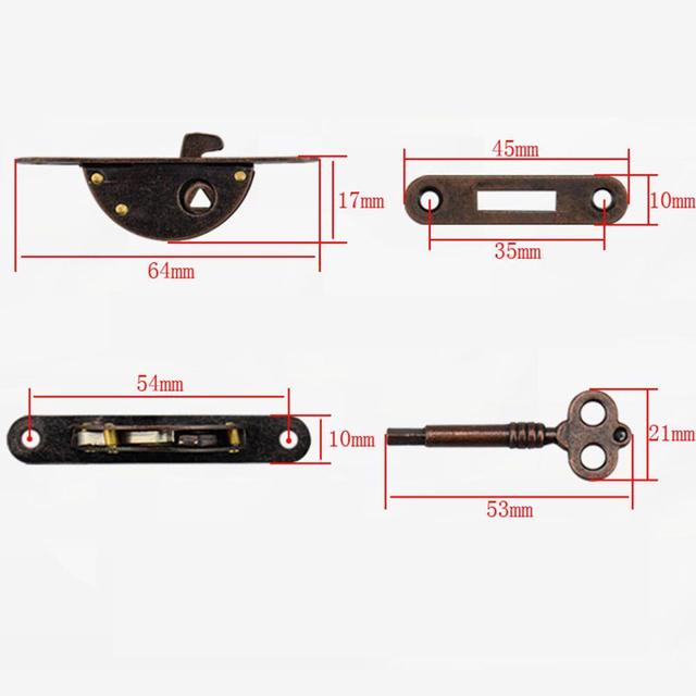 Zestaw Retro zamki żelazne z kluczem | Antyczny styl | Trwałe i przenośne | Do szafki, szuflady, szafy, drzwi - Wianko - 15