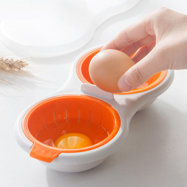 Mini podwójny jajowar do gotowania jaj w mikrofalówce - kreatywne gadżety kuchenne - Wianko - 1