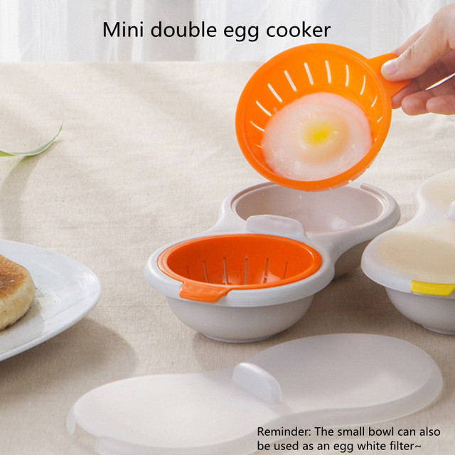 Mini podwójny jajowar do gotowania jaj w mikrofalówce - kreatywne gadżety kuchenne - Wianko - 2