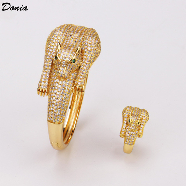 Zestaw bransoletek z lampartem inkrustowany AAA cyrkon leopard biżuteria damskie zwierzęca moda Donia Europa i Stany Zjednoczone - Wianko - 3