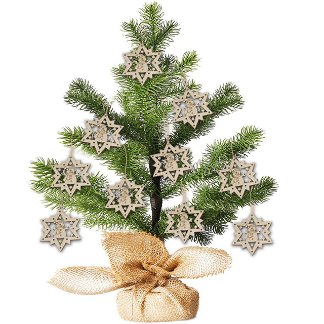 10 sztuk świątecznych dekoracji drewnianych - boże narodzenie drzewo deer snowman rustykalna choinka DIY wiszący ozdoba - Wianko - 4