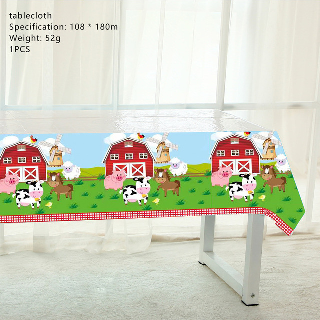 Jednorazowe zastawy stołowe dla dzieci na imprezy tematyczne w stylu farmy - wzór zwierzęcy, talerz z motywem bydła i owiec - Wianko - 3