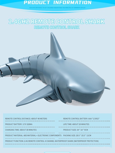 Elektryczna zabawka rekin pilotowana przez 2,4G RC – symulacja pływającej ryby w kształcie zwierzątka podczerwieni - Wianko - 6