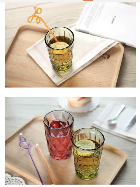 Grawerowane szklane kubki wodne 240 ml i 350 ml w europejskim stylu, różowy, niebieski, zielony - Wianko - 3