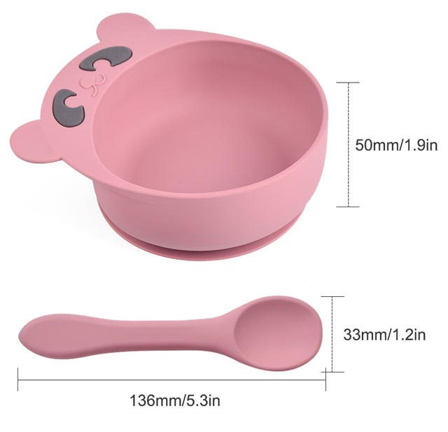Miska do karmienia niemowląt z przyssawką - zestaw talerz, widelec i łyżka - Wianko - 6