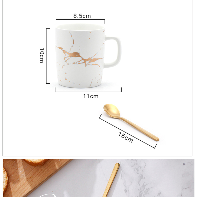 Luksusowy kubek europejski z matowym marmurem - idealny do kawy z mlekiem i herbaty Latte, porcelanowy, 380ml - Wianko - 2