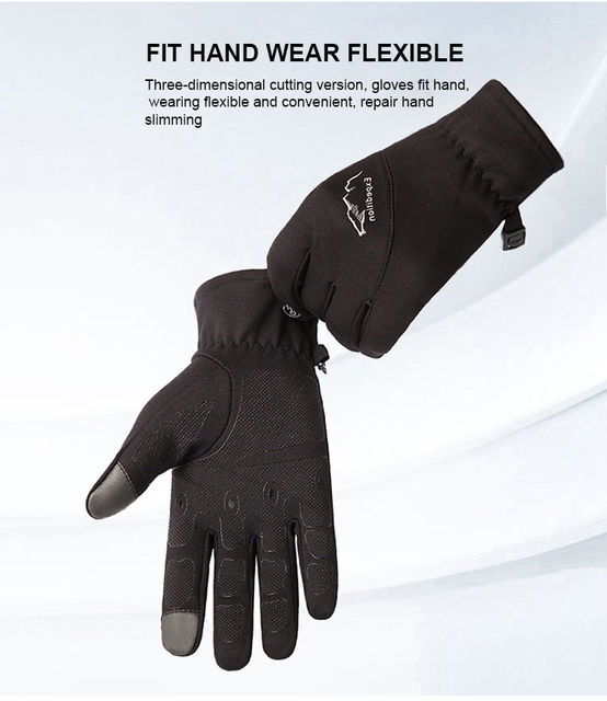 Rękawiczki rowerowe polarowe z ekranem dotykowym, odporne na zużycie, antypoślizgowe, unisex, dla fitnessu i sportów outdoor, MTB - Wianko - 6