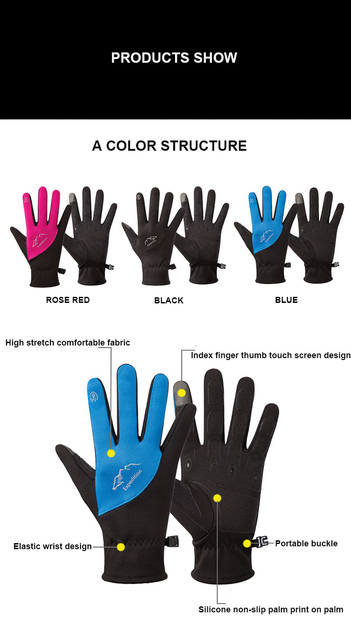 Rękawiczki rowerowe polarowe z ekranem dotykowym, odporne na zużycie, antypoślizgowe, unisex, dla fitnessu i sportów outdoor, MTB - Wianko - 9