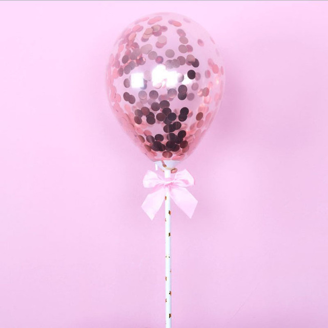 Balony na tort z kolorowymi cukierkami, konfetti i motywem balonów - dekoracje na ślub, urodziny, Baby Shower - Wianko - 7
