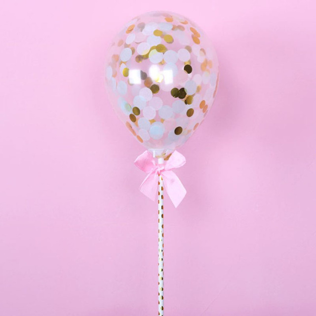 Balony na tort z kolorowymi cukierkami, konfetti i motywem balonów - dekoracje na ślub, urodziny, Baby Shower - Wianko - 8