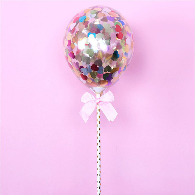 Balony na tort z kolorowymi cukierkami, konfetti i motywem balonów - dekoracje na ślub, urodziny, Baby Shower - Wianko - 5