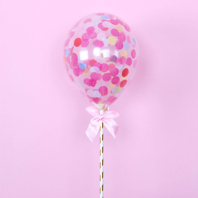 Balony na tort z kolorowymi cukierkami, konfetti i motywem balonów - dekoracje na ślub, urodziny, Baby Shower - Wianko - 6