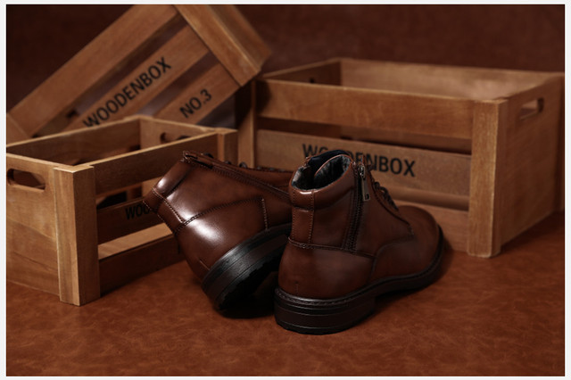Zimowe buty męskie BHKH 2021 - jesienne, sznurowane botki z zamkiem, idealne do pracy w biurze - Wianko - 19