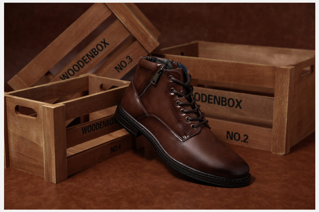Zimowe buty męskie BHKH 2021 - jesienne, sznurowane botki z zamkiem, idealne do pracy w biurze - Wianko - 20