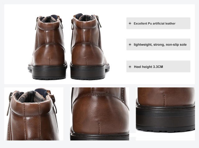 Zimowe buty męskie BHKH 2021 - jesienne, sznurowane botki z zamkiem, idealne do pracy w biurze - Wianko - 7