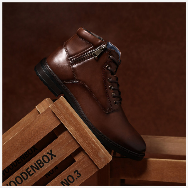 Zimowe buty męskie BHKH 2021 - jesienne, sznurowane botki z zamkiem, idealne do pracy w biurze - Wianko - 21