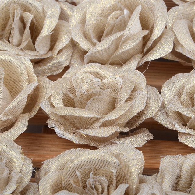 10 sztuk złotych jedwabnych różowych kwiatów dekoracyjnych, 4 cm, DIY, miniatura, ścienne ozdoby na ślub - Wianko - 9