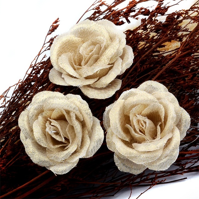 10 sztuk złotych jedwabnych różowych kwiatów dekoracyjnych, 4 cm, DIY, miniatura, ścienne ozdoby na ślub - Wianko - 7
