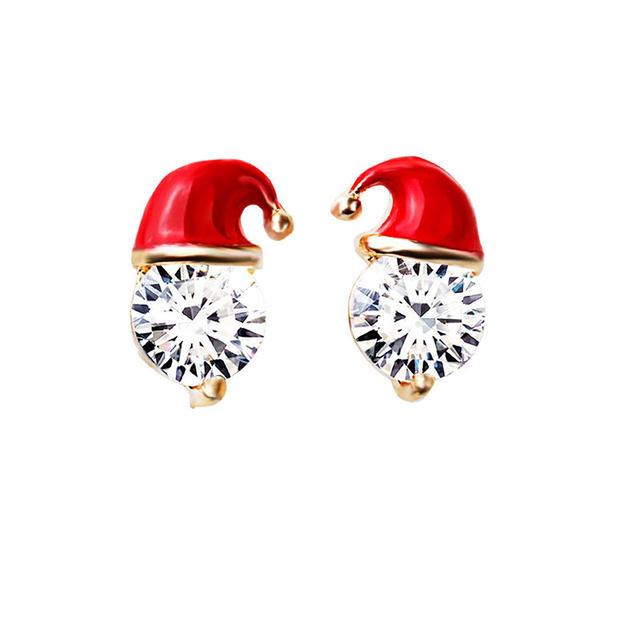 Damskie kolczyki świąteczne 2020 - nowy trend biżuteryjny - Moissanite Santa Christmas Hat - pierścionek do przekłuwania - dla kobiet - Wianko - 6