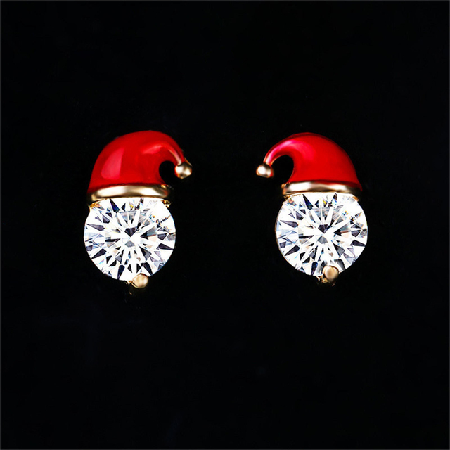 Damskie kolczyki świąteczne 2020 - nowy trend biżuteryjny - Moissanite Santa Christmas Hat - pierścionek do przekłuwania - dla kobiet - Wianko - 3