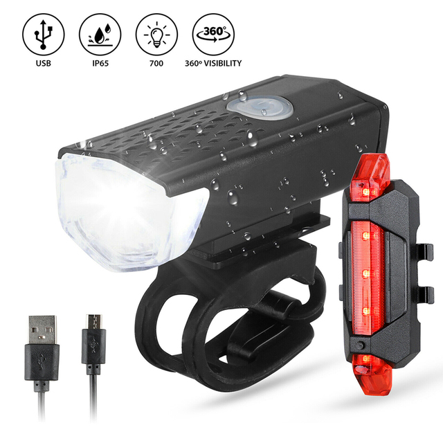 Lampa rowerowa LED na USB do przedniego i tylnego światła, ładowalna, latarka MTB Bike - Wianko - 1