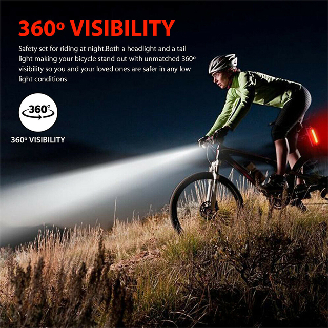 Lampa rowerowa LED na USB do przedniego i tylnego światła, ładowalna, latarka MTB Bike - Wianko - 10