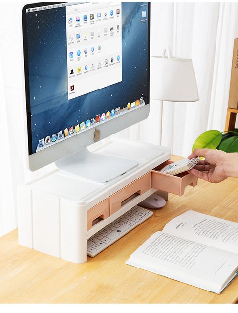 Stojak podstawowy na laptopa i monitor komputerowy - organizer biurkowy ze szufladą do przechowywania - Wianko - 18