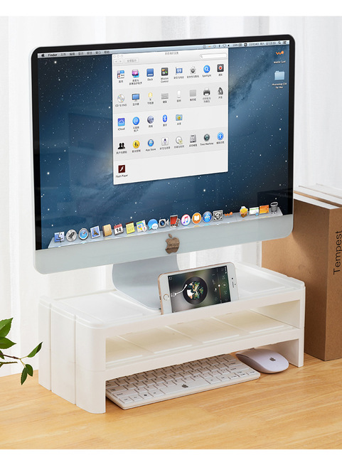 Stojak podstawowy na laptopa i monitor komputerowy - organizer biurkowy ze szufladą do przechowywania - Wianko - 15