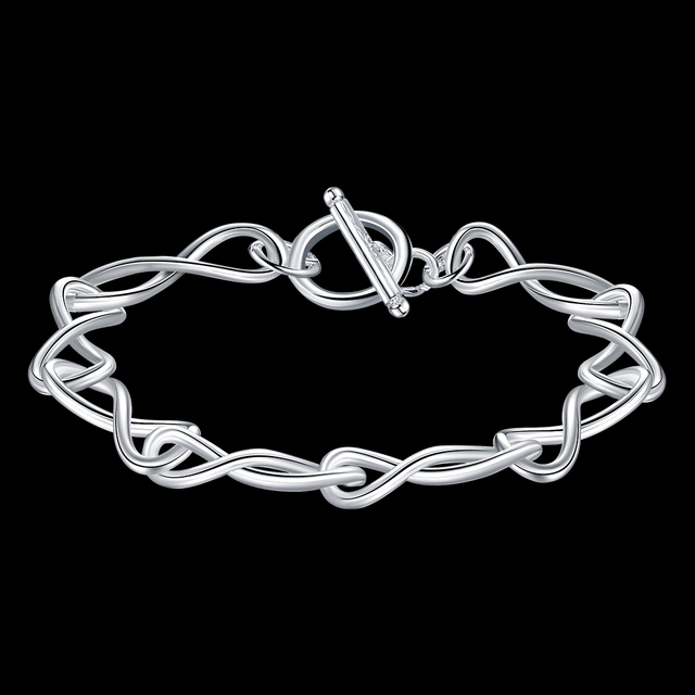 Bransoletka dla kobiet z dzikiego 925 srebra w kształcie skręconego koła - Wianko - 1