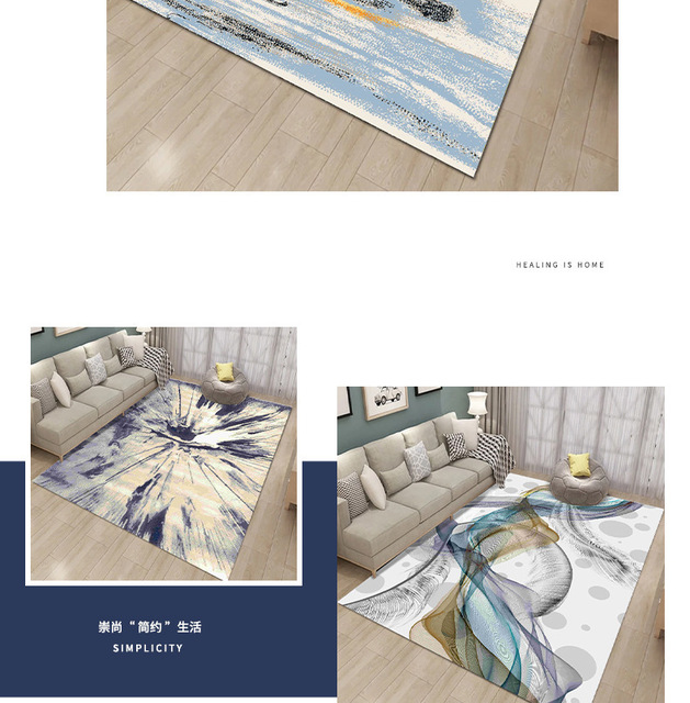 Dywan skandynawski do salonu - pozłacane kwadratowe wzory, zmywalny i dekoracyjny mitaterial dla podłogi i sofy - Wianko - 18