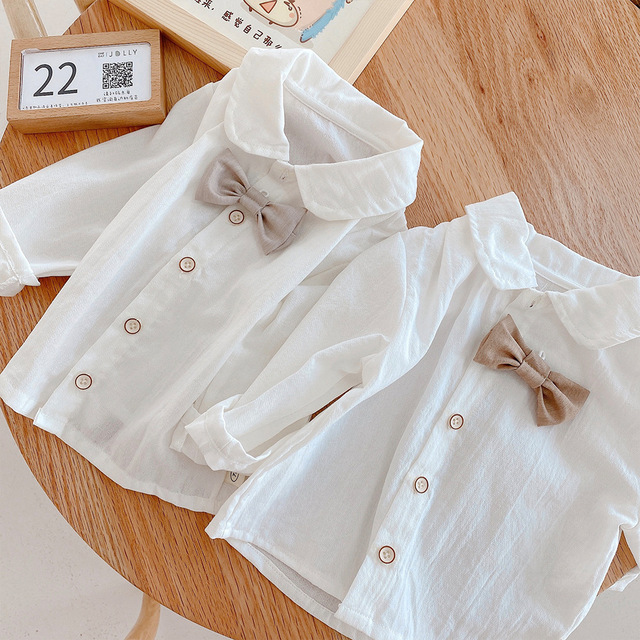 Zestaw ubrań dla dzieci 0-3 lata: koszula z długim rękawem i spodenki w jednolitym kolorze, dżentelmeński garnitur dla malucha dziewczyny i chłopca - Wianko - 4