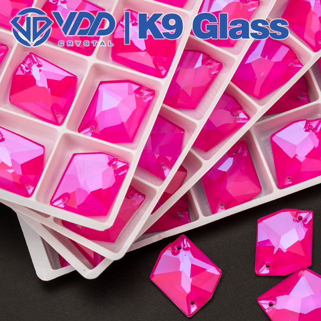 Kryształy górskie - Neon Rose półpłaskie koraliki do przyszywania ubrań ślubnych VDD 17x21mm Cosmic AAAAA K9 szkło szyć na dżetów - Wianko - 3