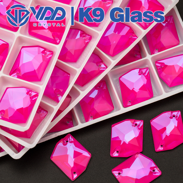 Kryształy górskie - Neon Rose półpłaskie koraliki do przyszywania ubrań ślubnych VDD 17x21mm Cosmic AAAAA K9 szkło szyć na dżetów - Wianko - 1