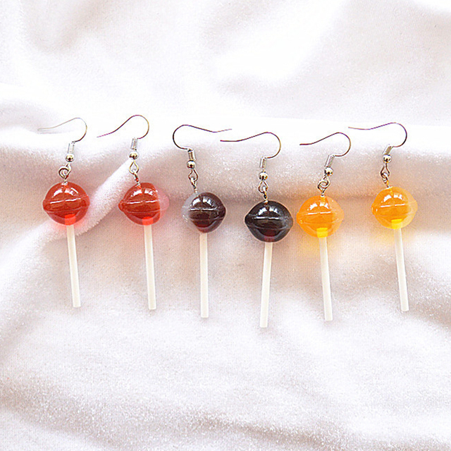 Kolczyki Wiszące Lollipop Drop - Handmade, Kreatywne, Słodkie, Atrakcyjne - Cukierek z Żywicy w Formie Biżuterii Ornament - Wianko - 6