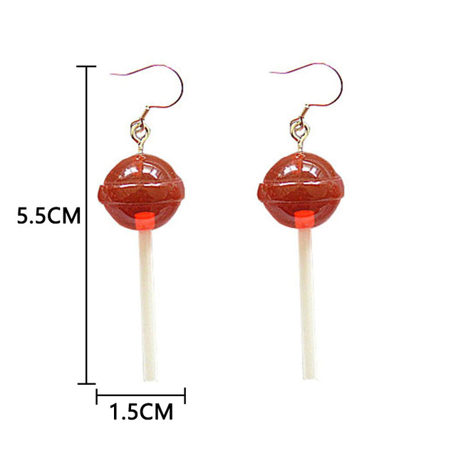 Kolczyki Wiszące Lollipop Drop - Handmade, Kreatywne, Słodkie, Atrakcyjne - Cukierek z Żywicy w Formie Biżuterii Ornament - Wianko - 1