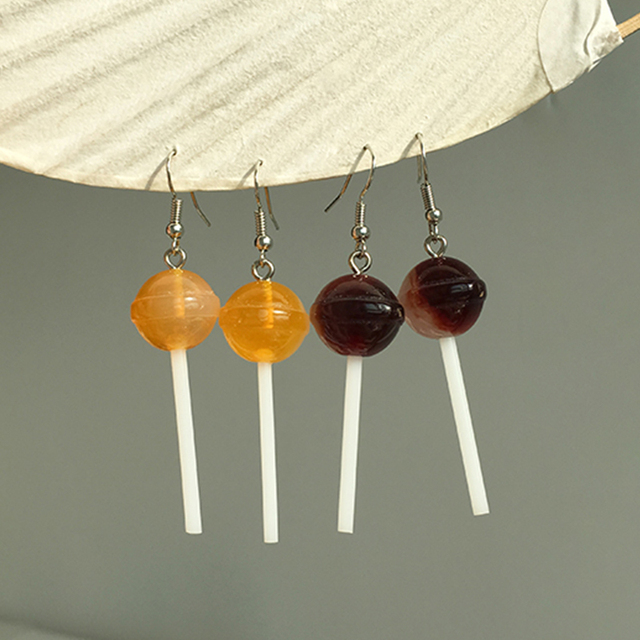 Kolczyki Wiszące Lollipop Drop - Handmade, Kreatywne, Słodkie, Atrakcyjne - Cukierek z Żywicy w Formie Biżuterii Ornament - Wianko - 9
