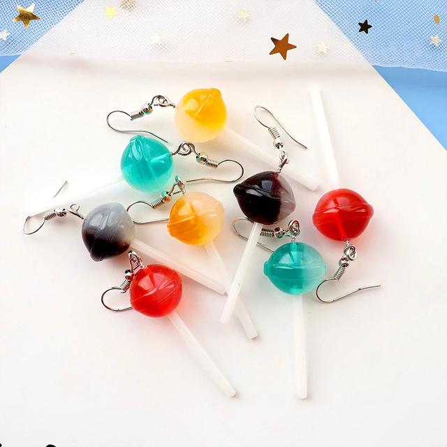 Kolczyki Wiszące Lollipop Drop - Handmade, Kreatywne, Słodkie, Atrakcyjne - Cukierek z Żywicy w Formie Biżuterii Ornament - Wianko - 5