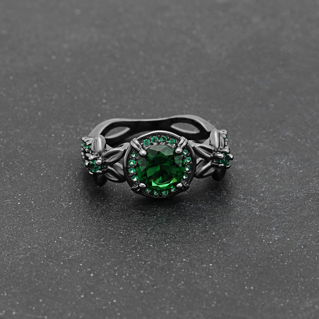 Pierścień Vintage z czarnymi kamieniami: zielony, fioletowy, czerwony (AAAA CZ) - rozmiar 5-12 - Wianko - 10