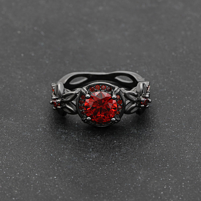 Pierścień Vintage z czarnymi kamieniami: zielony, fioletowy, czerwony (AAAA CZ) - rozmiar 5-12 - Wianko - 6