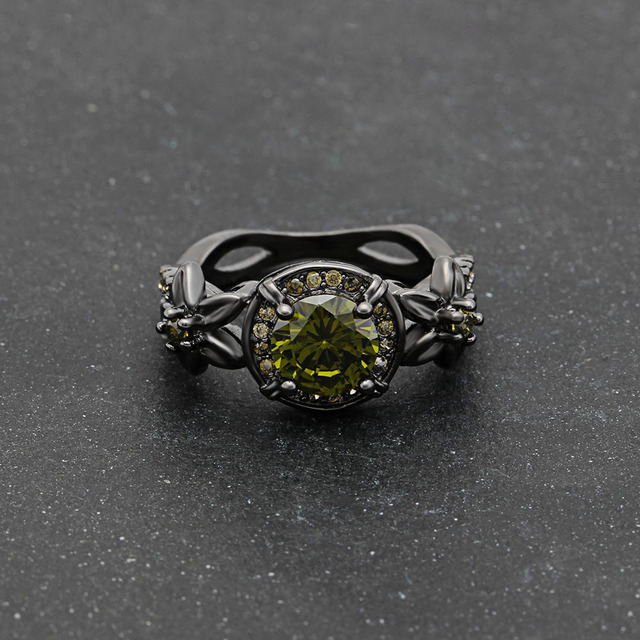 Pierścień Vintage z czarnymi kamieniami: zielony, fioletowy, czerwony (AAAA CZ) - rozmiar 5-12 - Wianko - 2