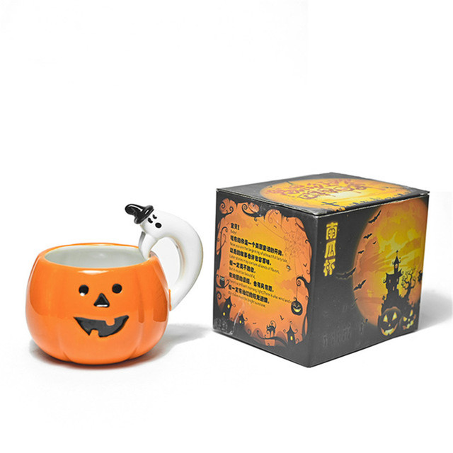 Kubek do kawy 3D z dyni, ręcznie wykonany, ceramiczny, śmieszne prezenty na Halloween dla dzieci - Wianko - 8