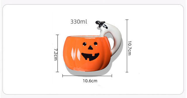 Kubek do kawy 3D z dyni, ręcznie wykonany, ceramiczny, śmieszne prezenty na Halloween dla dzieci - Wianko - 4