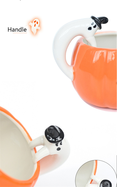 Kubek do kawy 3D z dyni, ręcznie wykonany, ceramiczny, śmieszne prezenty na Halloween dla dzieci - Wianko - 5