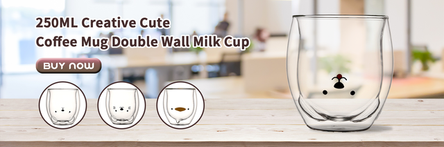 Kubek kawy z podwójną ścianą 250 ml - kreatywny wzór miś kot dla miłośników zwierząt - Wianko - 1