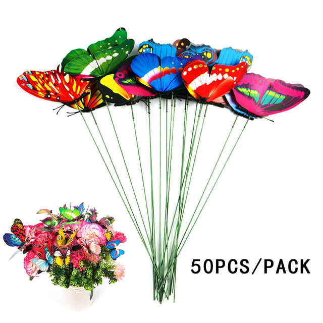 50 sztuk/paczka kolorowych, wodoodpornych 3D motyli do ozdoby ogrodu - Wianko - 2