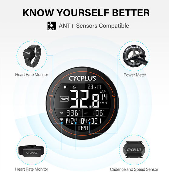 CYCPLUS M2 - inteligentny komputer rowerowy z GPS, Bluetooth 4.0, ANT+ i wodoodpornością - Wianko - 6