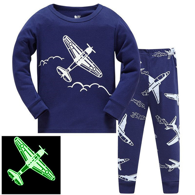 Pijama dla chłopców z długim rękawem, wzór rakiety z kreskówek, 2 sztuki - Wianko - 2